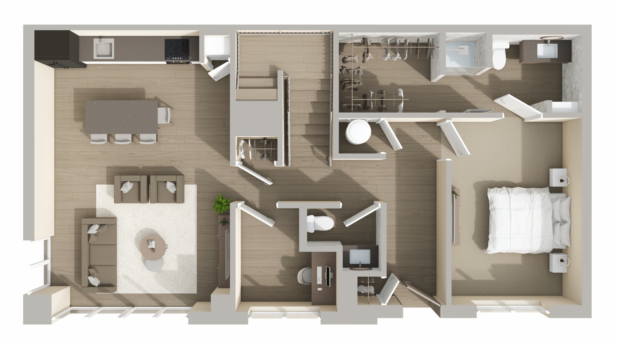 Floor plan for 3 beds, 2.5 baths, 1664 sqft